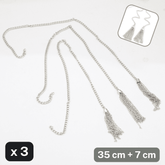 Set of 3 Metallic Tassels with Chain col. Silver 35+7cm - ACCESSOIRES LEDUC BV